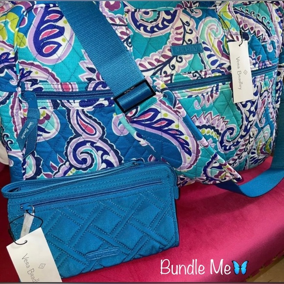 🎉HP🎉New! Vera Bradley Bahama Bay RFID Front Dual Zip Wristlet Wallet💙🌊🦋 - Picture 12 of 13